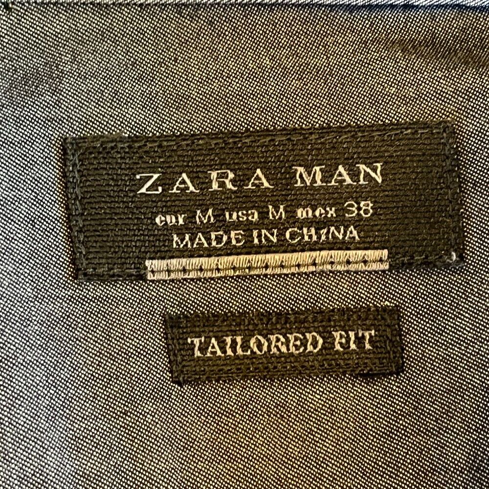 Zara Man Black Chambray Button Front Western Shir… - image 5